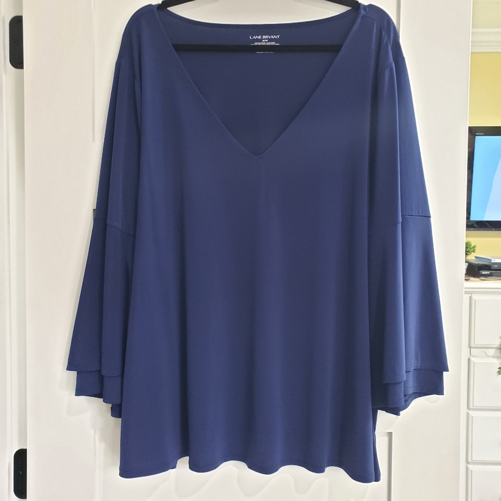 Lane Bryant: Navy Blue Formal Flowy Shirt 26/28